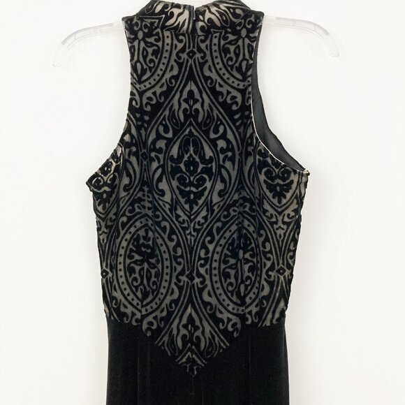 La Femme Black HIgh Neckline Velvet Fitted Formal Gown Size 8 Side Slit 25559 - Picture 8 of 12